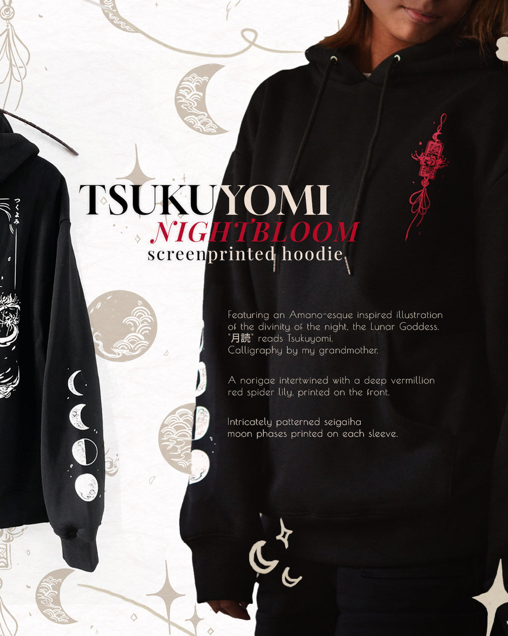 【PRE-ORDER】 Tsukuyomi NIGHTBLOOM Screenprinted Hoodie ✦ FFXIV